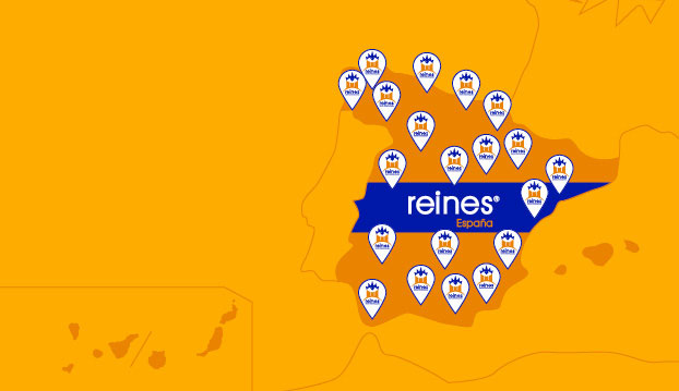 Mapa de España indicando donde están las oficinas de expansión de reines